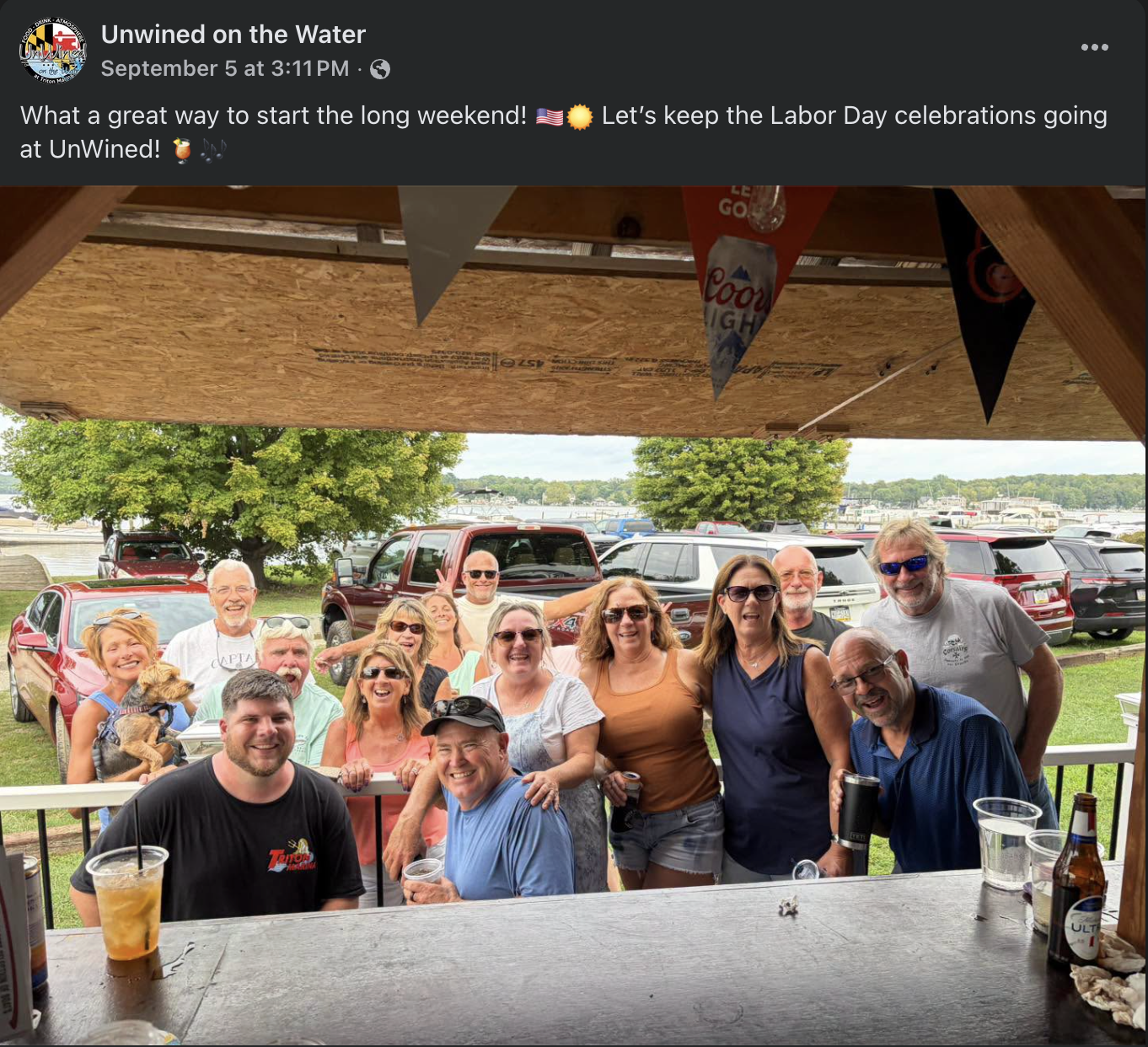 Guests gathered together at the outdoor bar during Labor Day weekend